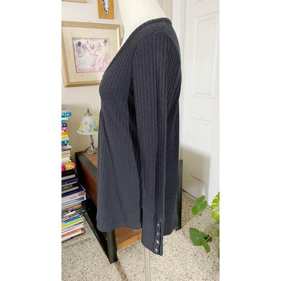 Chaser Black Long Sleeve Waffle Thermal Tunic Sweater Top Small - Picture 8 of 11